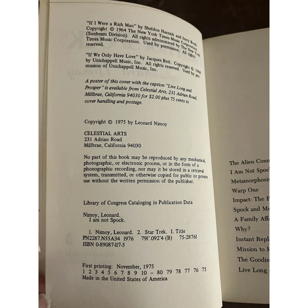 VTG I AM NOT SPOCK Leonard Nimoy 1st printing 1975 Book Star Trek SEE ALL - Picture 13 of 16